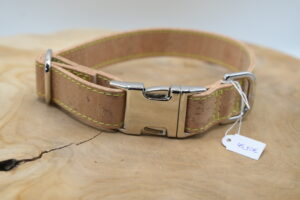 Hundehalsband Pure Neon Gelbe Naht, Klickschnalle, 2,5 cm Breite