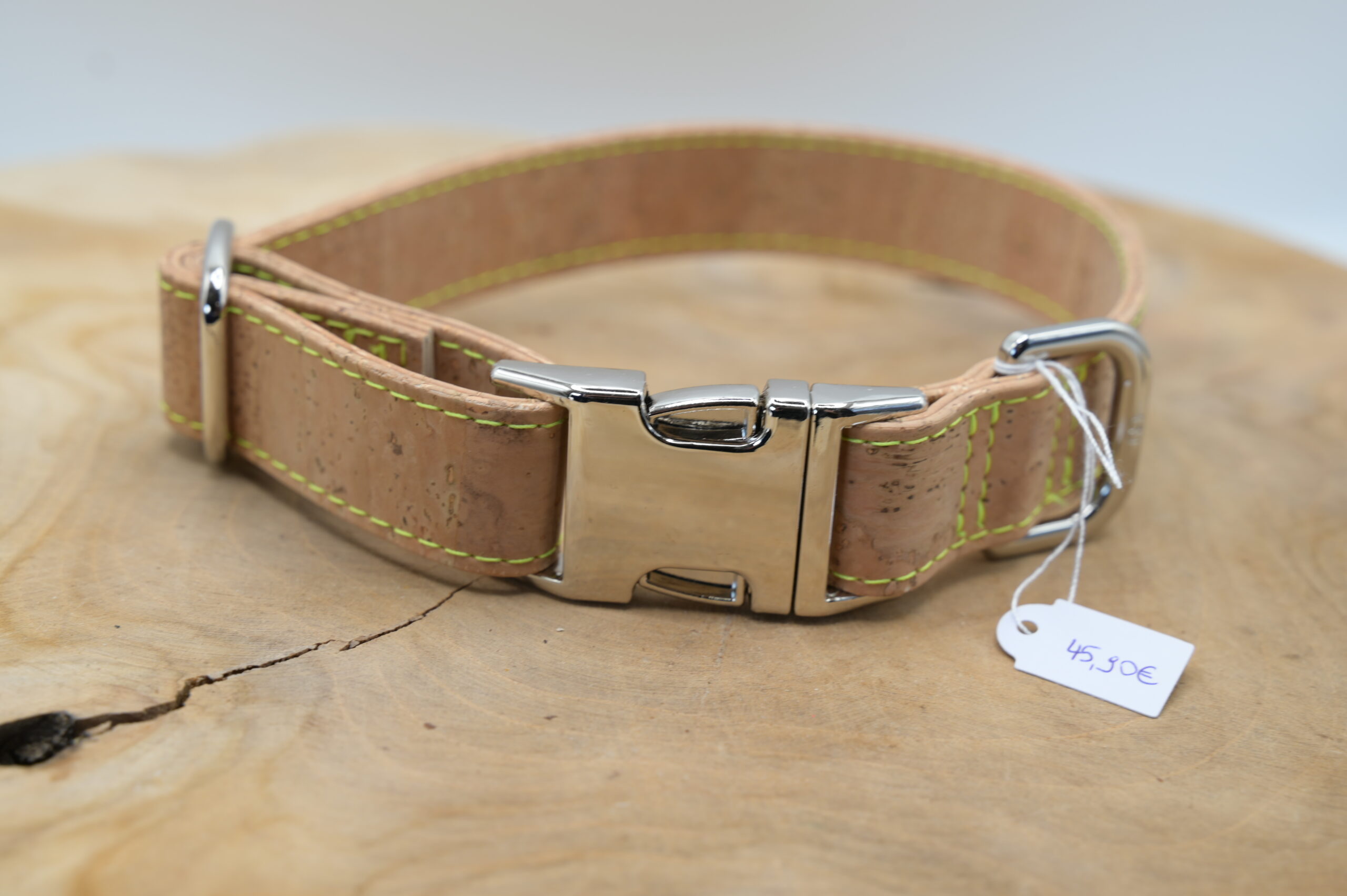 Hundehalsband Pure Neon Gelbe Naht, Klickschnalle, 2,5 cm Breite