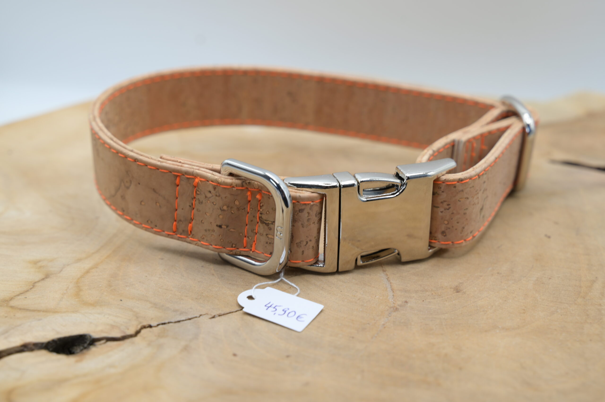 Hundehalsband Pure Neon Orange Naht, Klickschnalle, 2,5 cm Breite