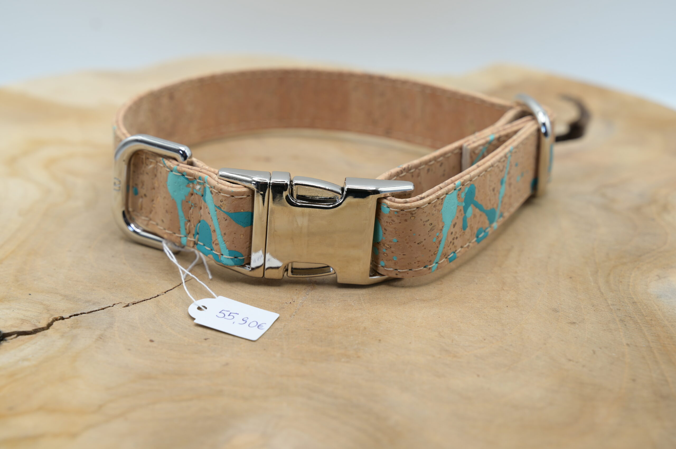 Hundehalsband Signature Neon Türkise Naht, Klickschnalle, 2,5 cm Breite – Bild 2