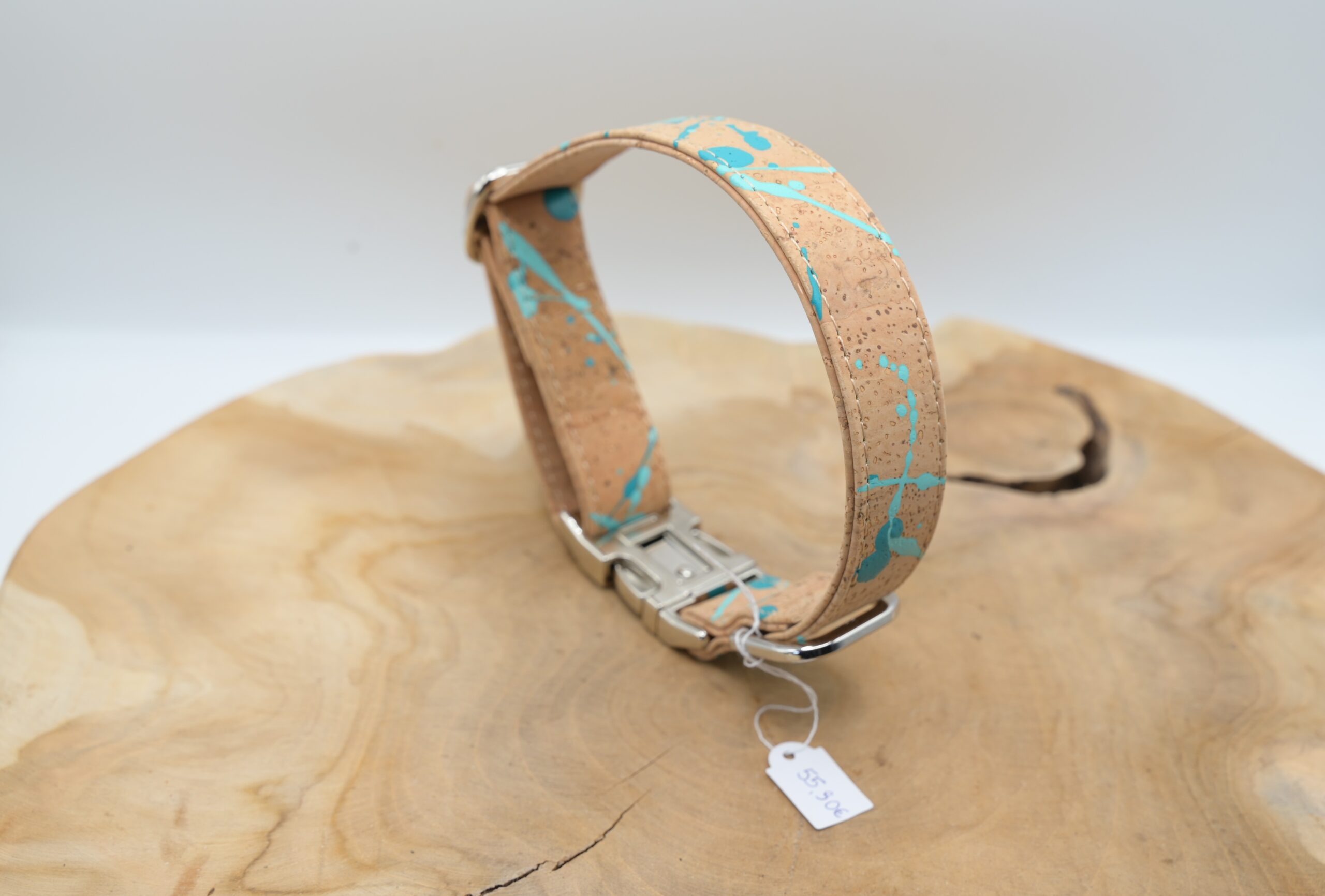 Hundehalsband Signature Neon Türkise Naht, Klickschnalle, 2,5 cm Breite