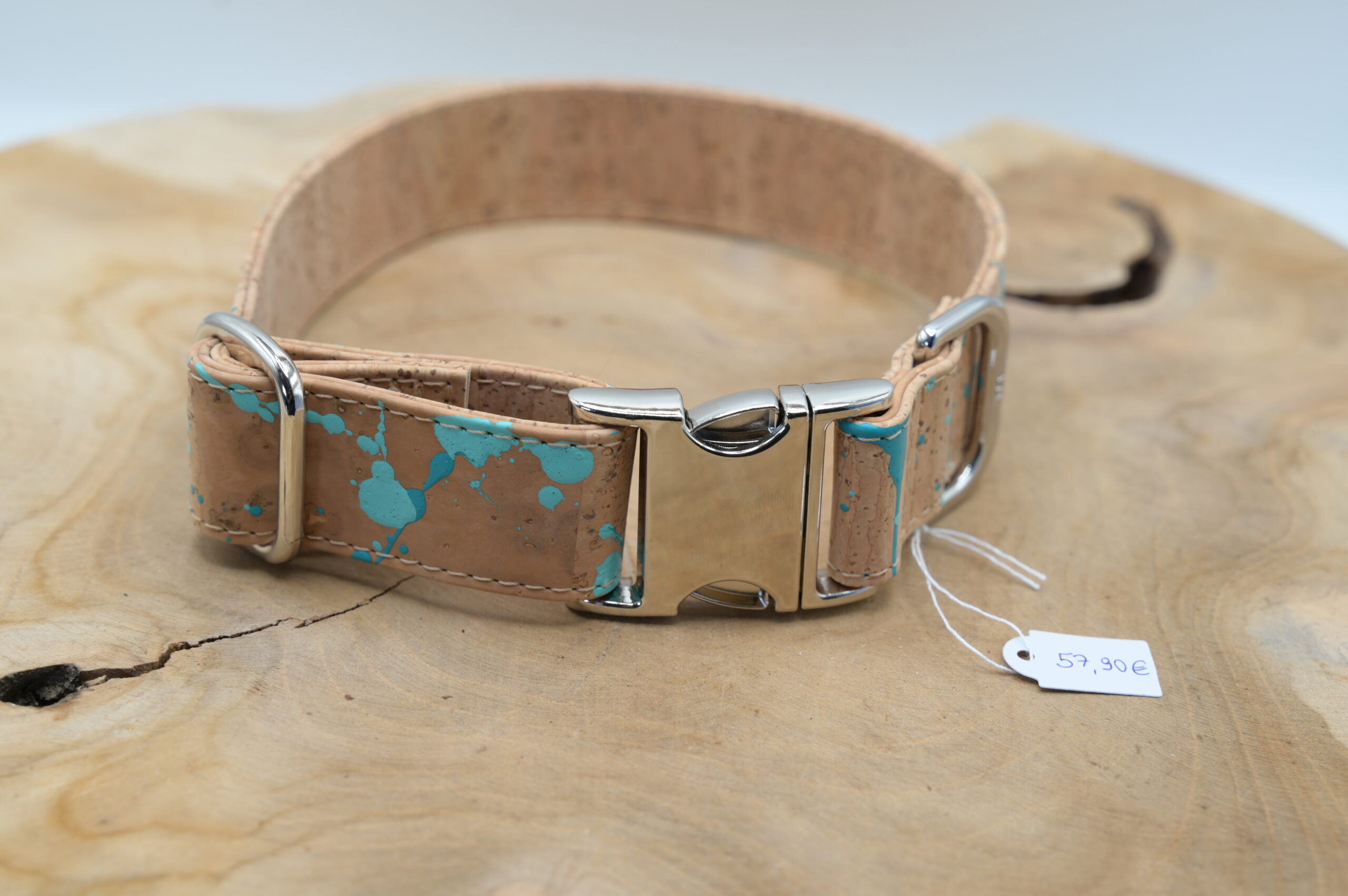 Hundehalsband Signature Neon Türkise Naht, Klickschnalle, 3 cm Breite – Bild 2