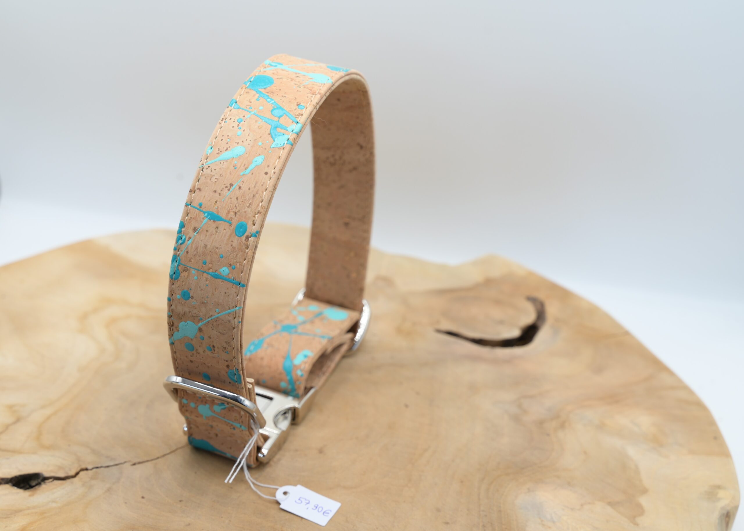 Hundehalsband Signature Neon Türkise Naht, Klickschnalle, 3 cm Breite